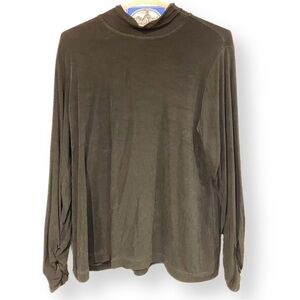 Chico's mock turtleneck travelers black top blouse size 2 (M/L) long sleeve